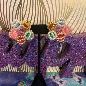 Vintage Colorful Beaded Earrings